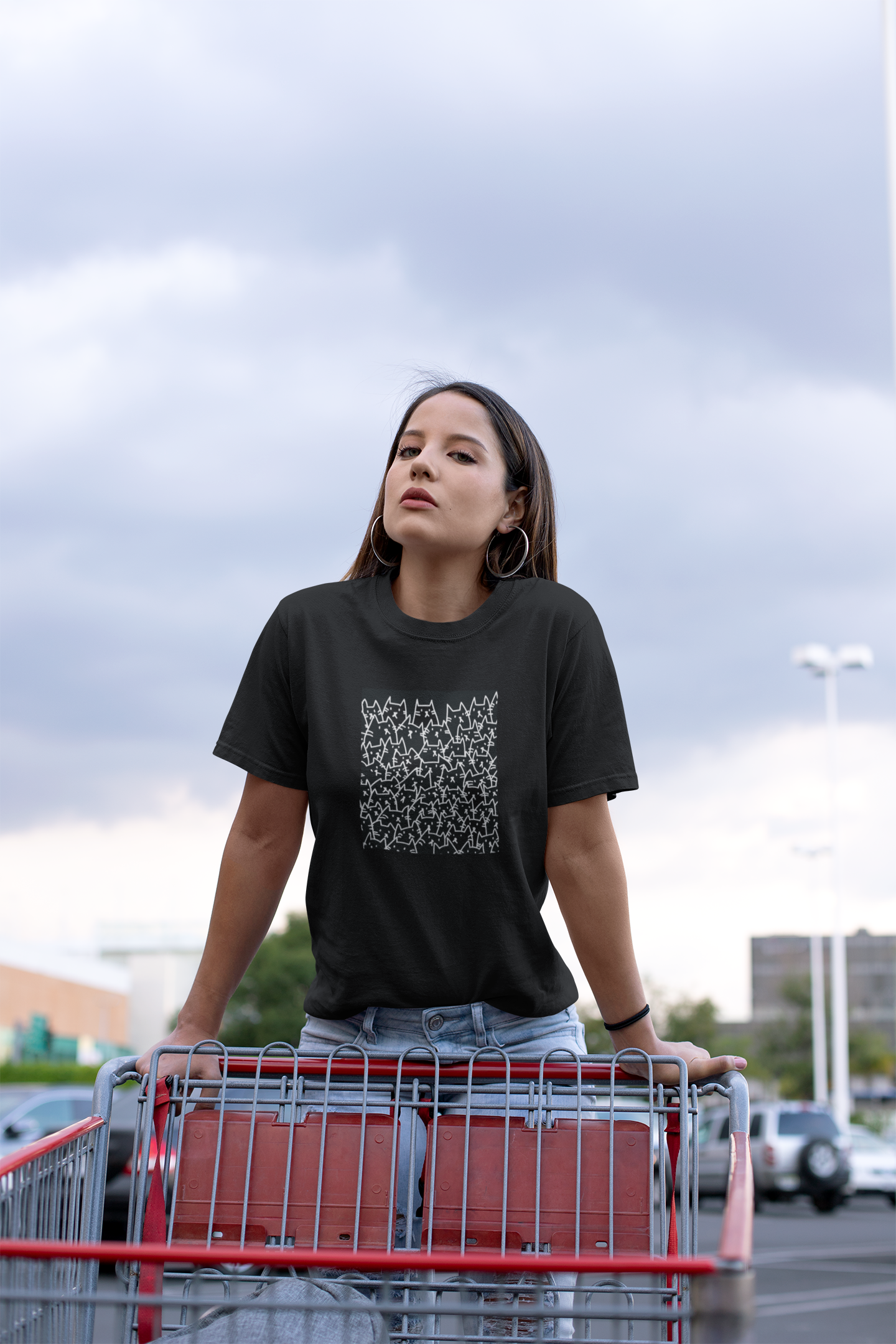 Unisex Black T-Shirt, Cats