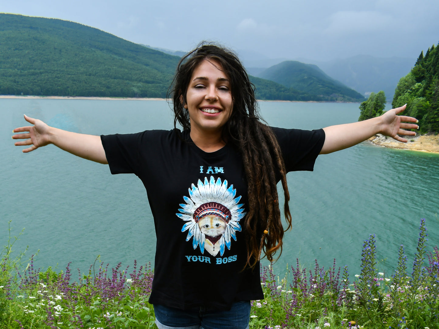 Cat Lover, T-Shirt: Round Neck, Drop Shoulder - Cosmic Hippos