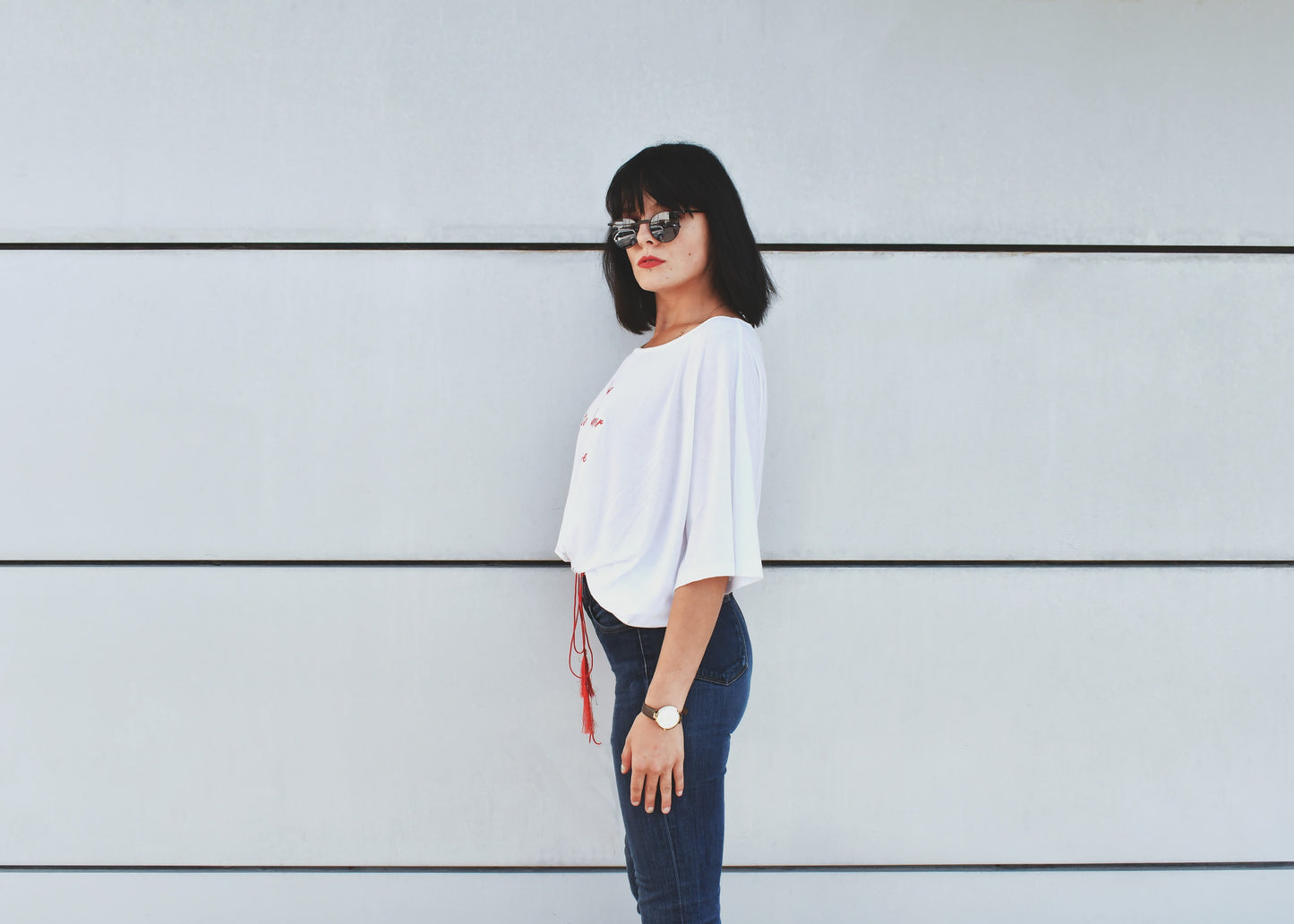 White Crop Top, with Embroidery "Listen to Your Inner Guidance" - Cosmic Hippos