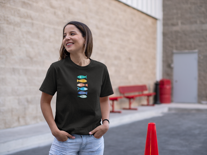 Partner Black T-Shirts, Colorful Fishes