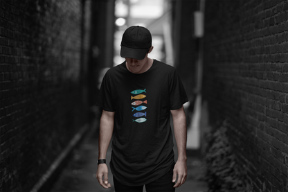 Partner Black T-Shirts, Colorful Fishes