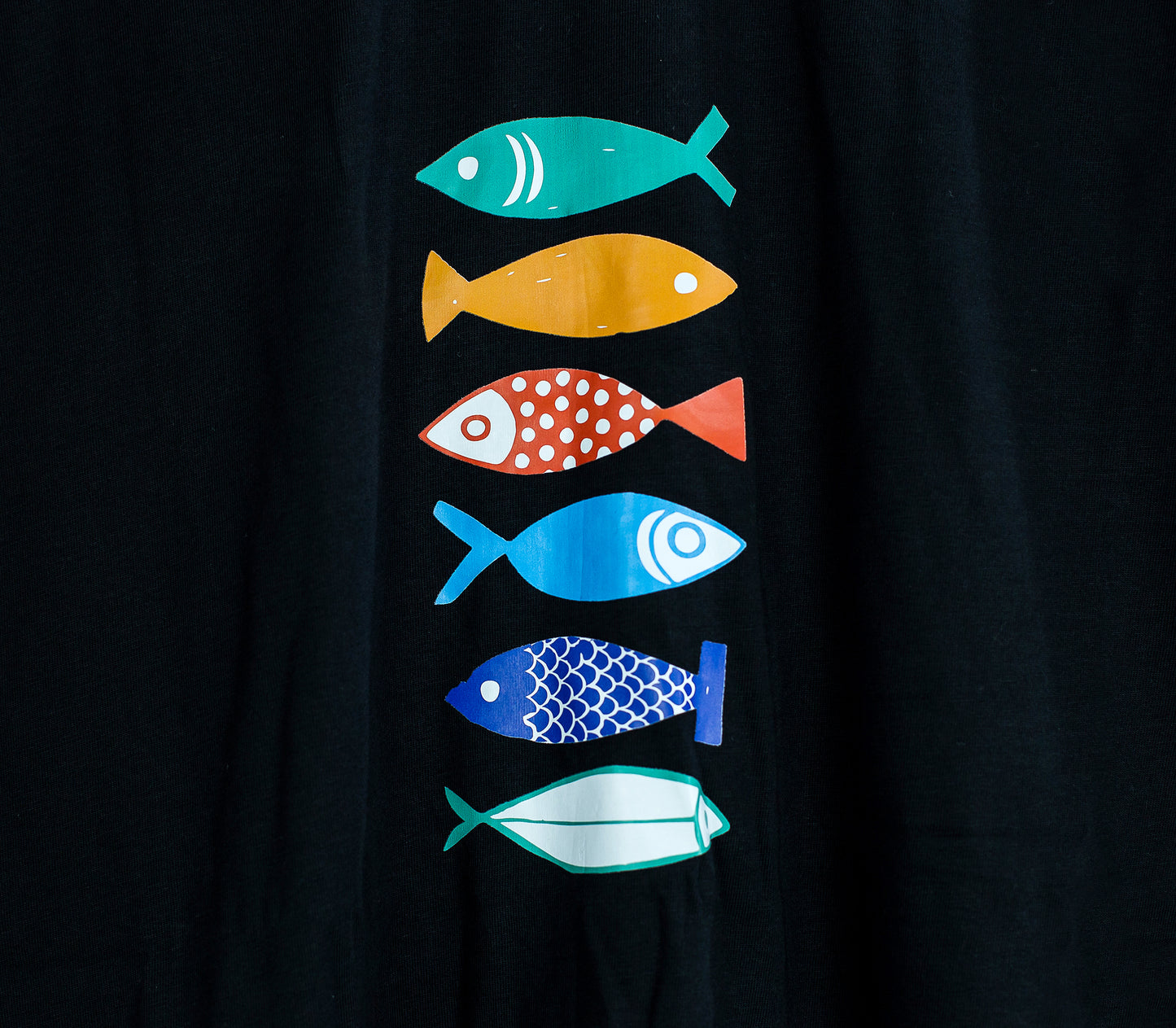 Partner Black T-Shirts, Colorful Fishes
