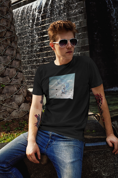 Wanna Fly Unisex Black T-Shirt Male