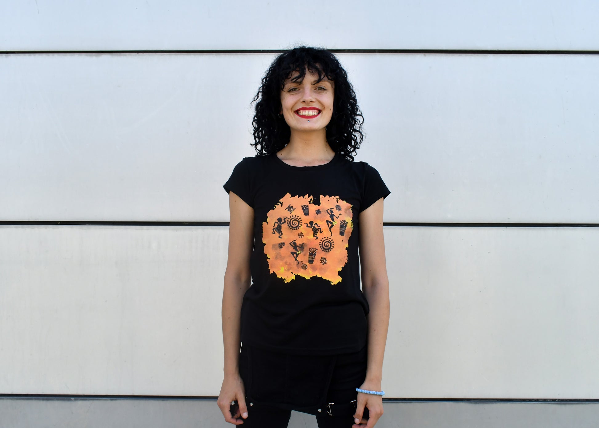 African Vibes, T-Shirt: Round Neck, Viscose - Cosmic Hippos