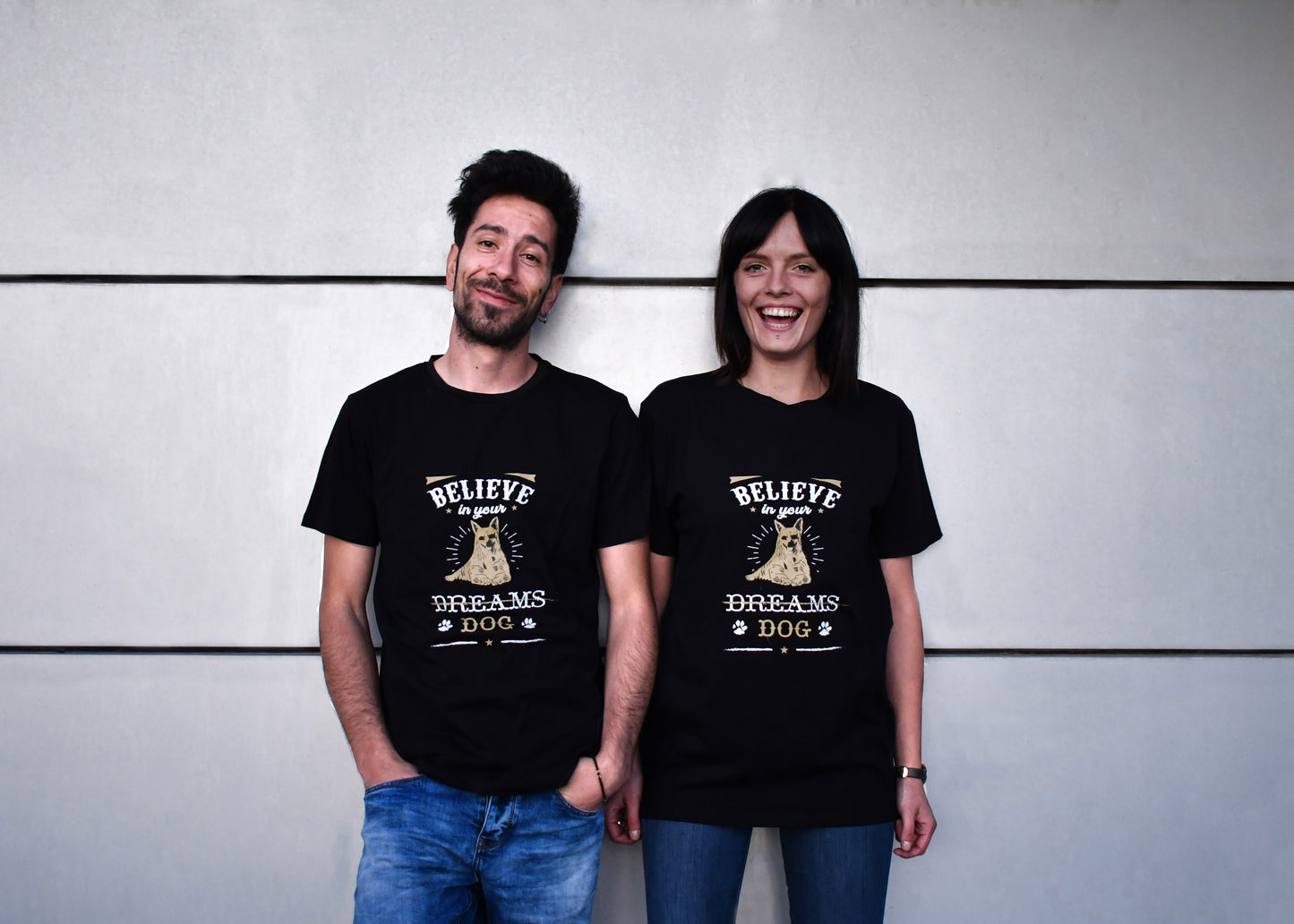 Unisex Black T-Shirt, Believe in your Dog, Round neck, Regular Fit - Cosmic Hippos