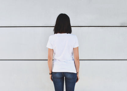 "Hello Hooman" White T-Shirt, Round Neck, Skinny Fit - Cosmic Hippos